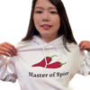 Hazu Showing off her Master of Spice Hoodie